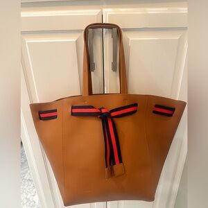 Tuckernuck Tan Tote with Red and Blue Accents